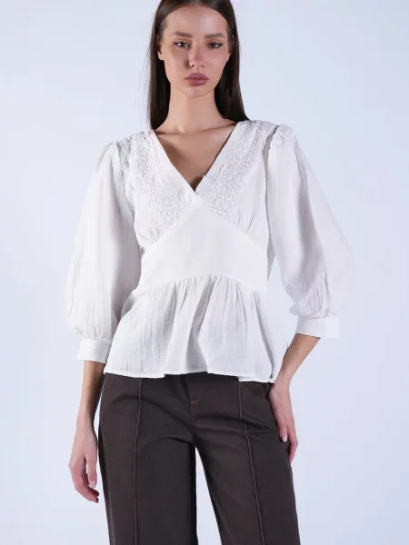 Trend Alaçatı Stili Bluză deschis bej