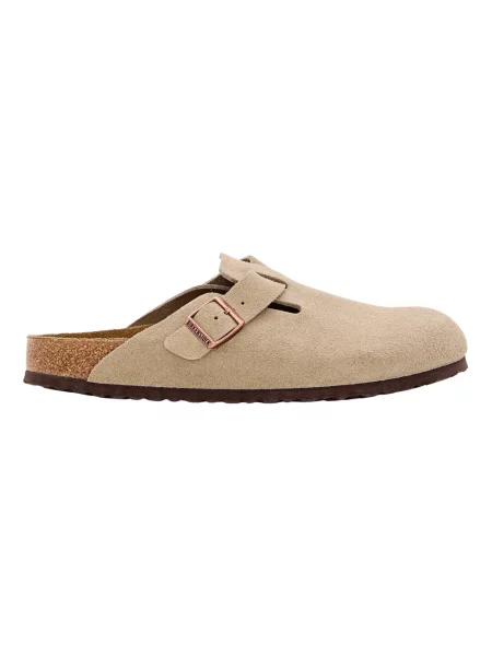 Birkenstock klapki zamszowe Boston beżowe