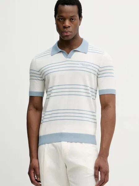 Bombažen polo BOSS BOSS X ASTON MARTIN modra