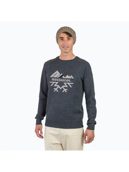 Pánský svetr Rossignol Jacquard Crew Neck onyx grey šedý
