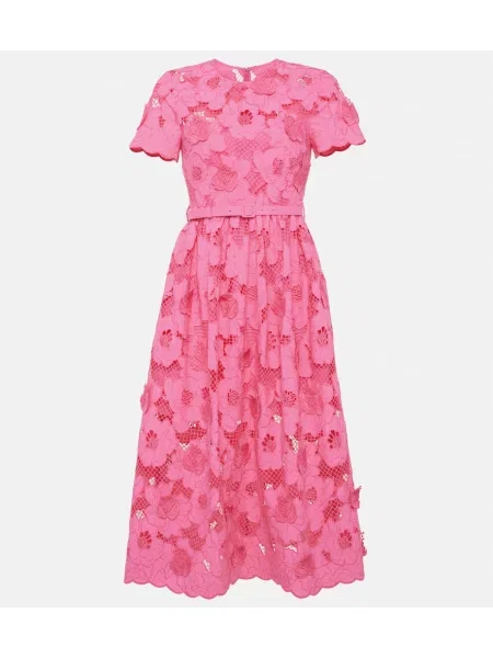 Rochie midi Self-portrait din dantelă până la genunchi de costum roz