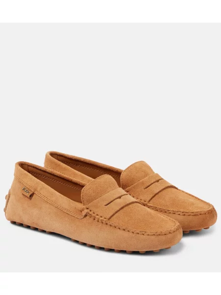 Pantofi loafer Tod's din piele de căprioară maro