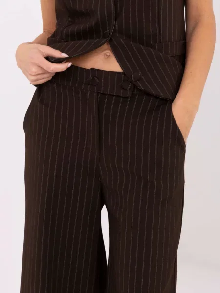 Pantaloni Rue Paris cu dungi maro