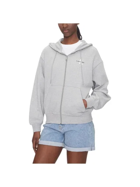 Geacă de blugi Calvin Klein Jeans din material terry gri