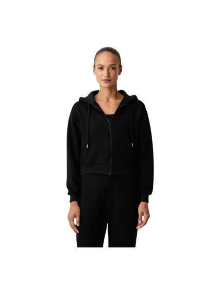 Guess bluza rozpinana z kapturem z wiskozą BRIANNA czarna