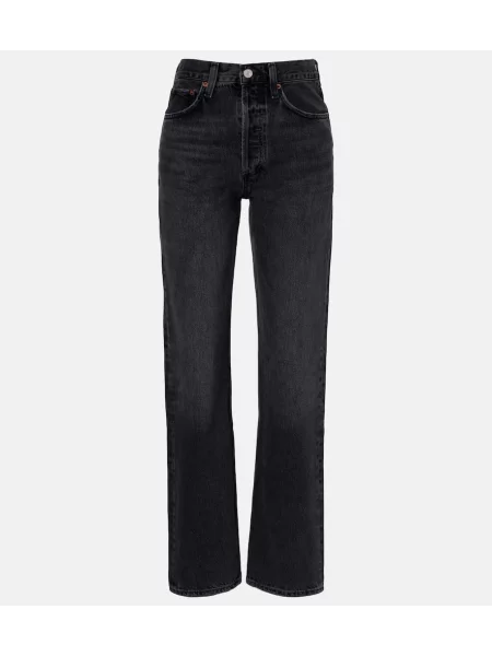 Proste jeansy Agolde z wysoką talią szare