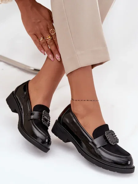 Mokasíny S. Barski s přezkou černé