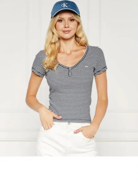Tommy Jeans Tricou HENLEY negru