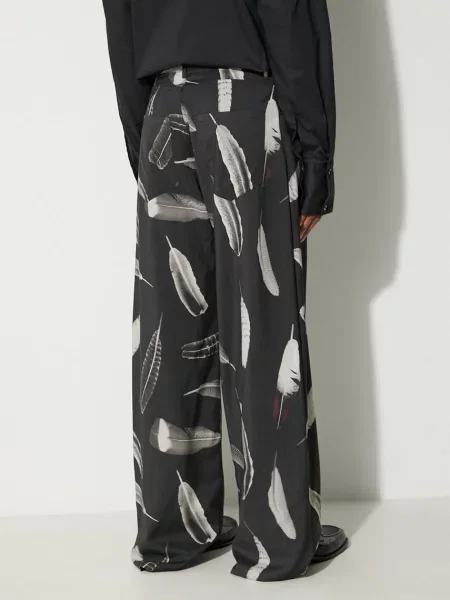 Marcelo Burlon pantaloni de lână Aop Wind Feathers negru