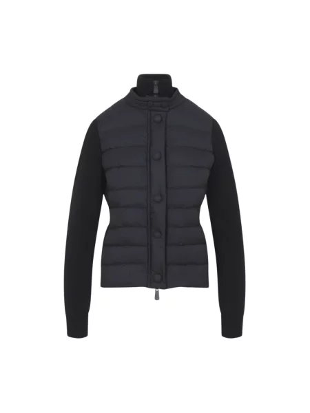 Kardigan Moncler wełniany pikowany czarny