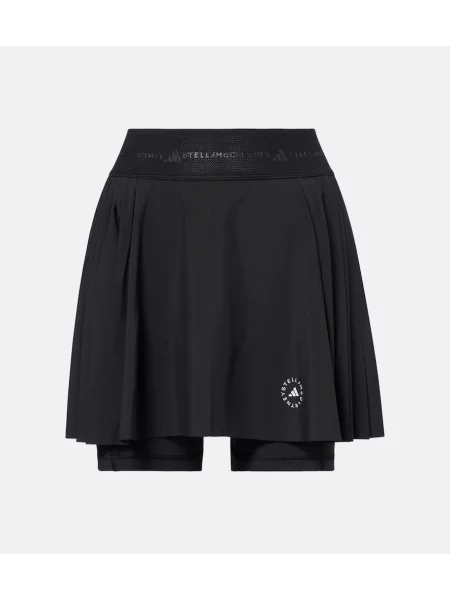 Pantaloni scurți Adidas By Stella Mccartney plisate negru