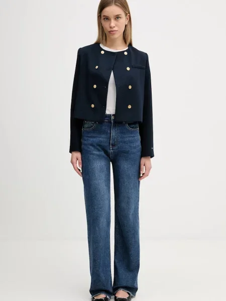 Tommy Hilfiger kurtka z dodatkiem wełny przejściowa granatowy