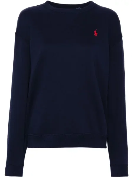 Fleecové zúžené polotričko Polo Ralph Lauren s výšivkou černé