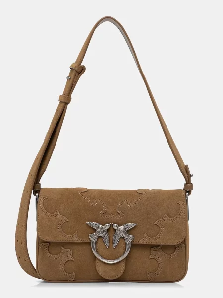 Pinko torebka crossbody zamszowa zielona