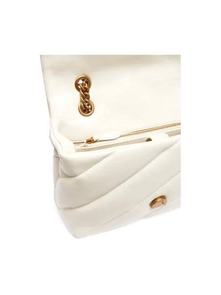 Geanta crossbody Pinko din piele clasică alb