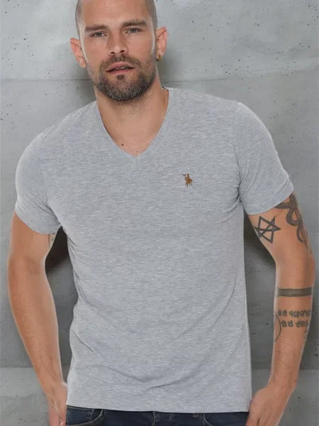 Tricou Dewberry cu decolteu în V gri