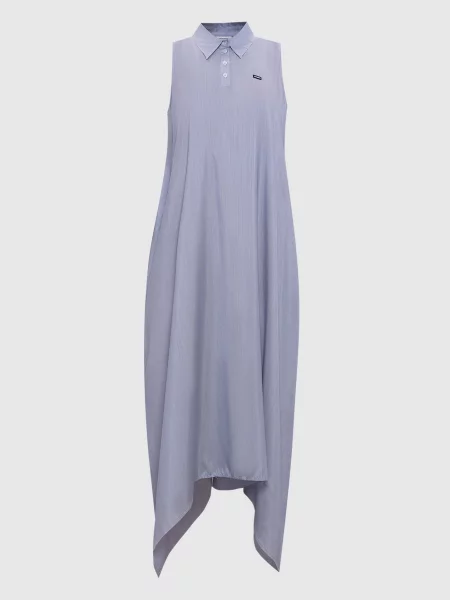 Сукня із шовку в смужку з логотипом Vetements блакитна