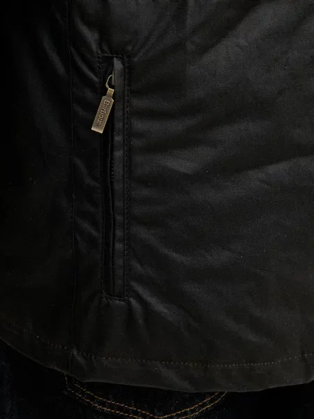Barbour Kabát Beacon bőr hozzáadásával barna