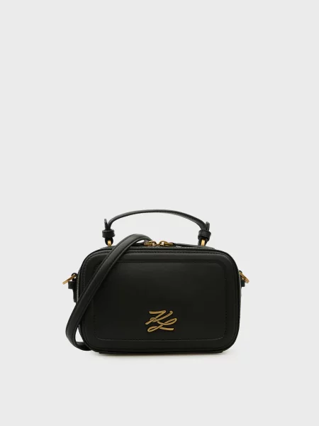 Шкіряна сумка Karl Lagerfeld K/Autograph з автографом чорна