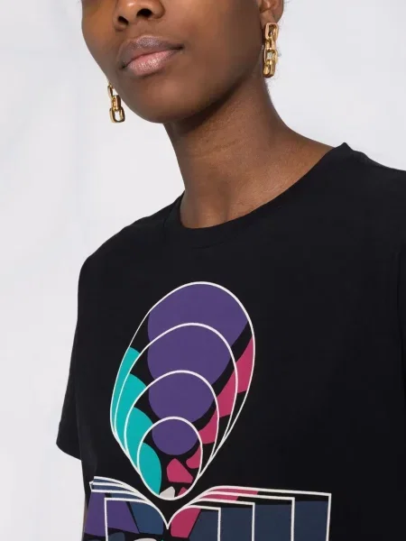 Tričko Isabel Marant Etoile s potiskem černé