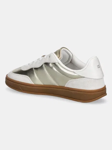 Kožené tenisky Tommy Hilfiger MU JACKIE METALLIC béžová