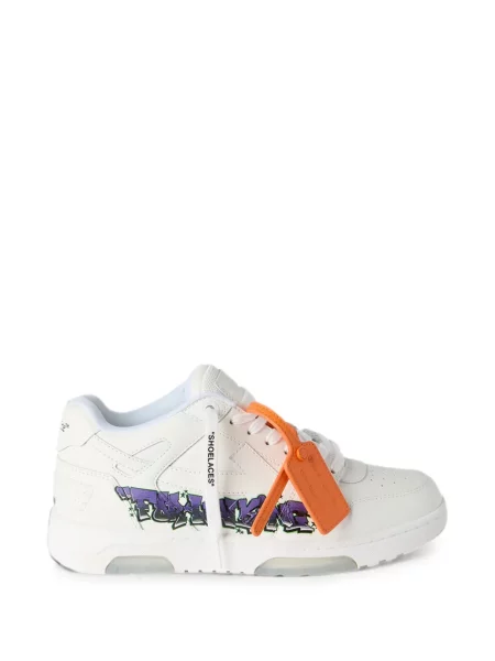 Sneakerși Off-white cu șireturi din piele alb