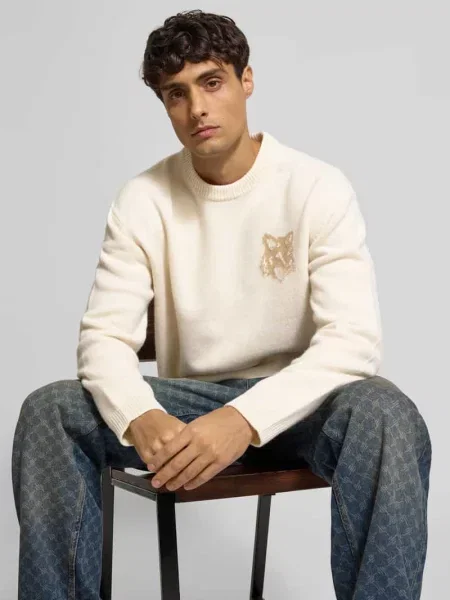 Sweter z nadrukiem z logo Maison Kitsune biały