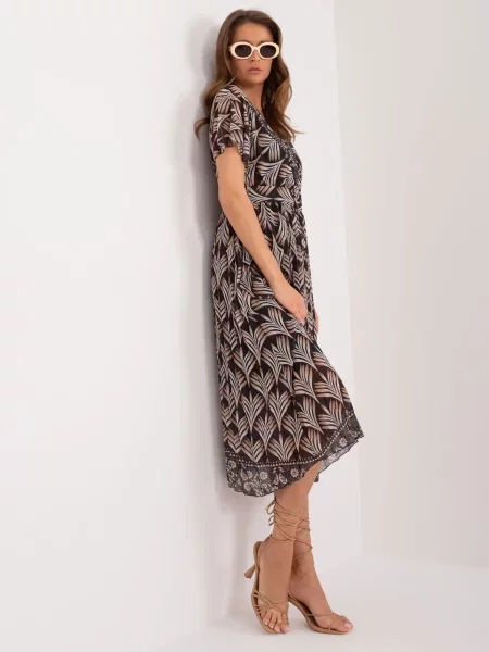 Rochie mini Fashionhunters cu imagine cu mâneci scurte scurtă negru