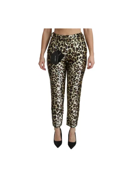 Wielobarwność spodnie Dolce And Gabbana z wysoką talią żółte