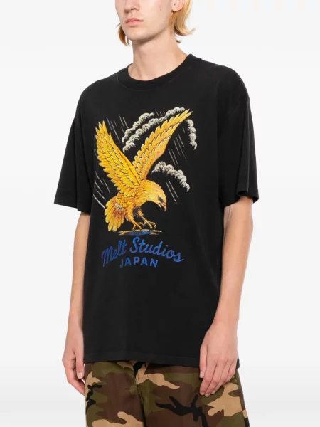Tricou Melt cu imagine cu decolteu rotund negru