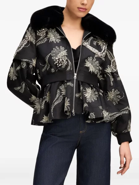 Geacă Cinq A Sept cu model paisley negru