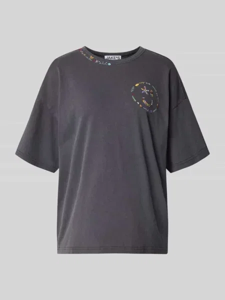 T-shirt o kroju relaxed fit z kwiatowym haftem Jake*s Studio Woman czarna