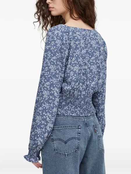 Top Levi's® din piele de căprioară cu model floral cu imagine albastru
