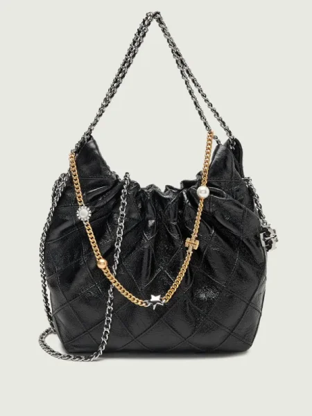 TORY BURCH De piele geantă pe umăr Fleming negru