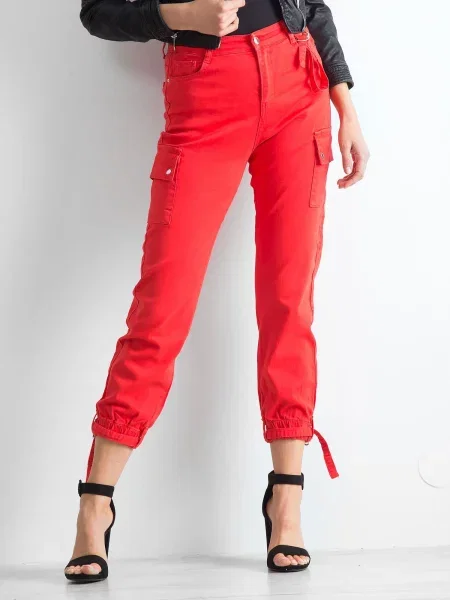 Pantaloni Fashionhunters roșu