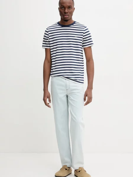 A.P.C. t-shirt t-shirt standard apc brode raye męski granatowy wzorzysty niebieska
