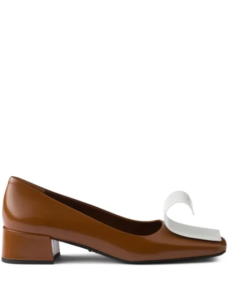 Pantofi cu toc Prada din piele maro
