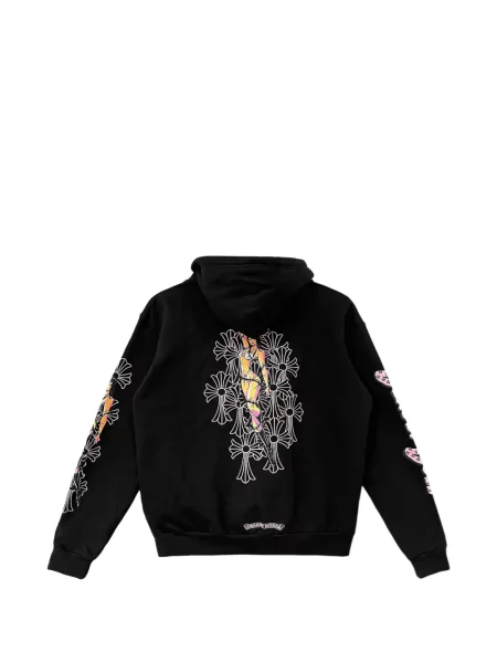 Суичър с качулка Chrome Hearts с принт със сърца черно