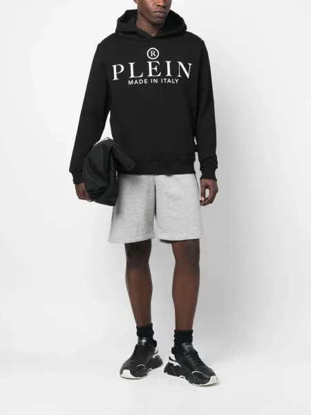 Суичър с качулка Philipp Plein с принт черно