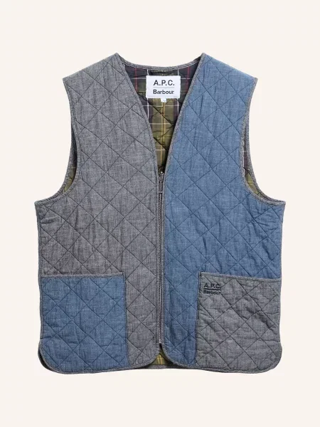 Barbour Prošívaná Vesta V Džínovém Stylu černošedá modrá