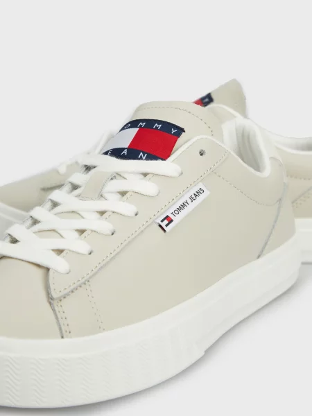 Кожаные кроссовки Tommy Jeans бежевые
