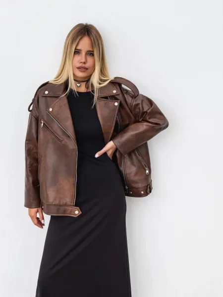 Romashka Берлін Шкіряна куртка коричневий