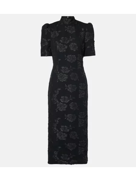 Midi obleka Rotate iz žakarda črna