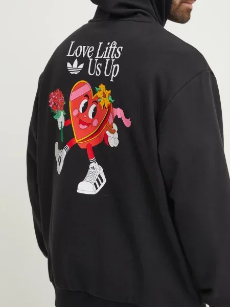 Hanorac cu glugă Adidas Originals cu glugă negru
