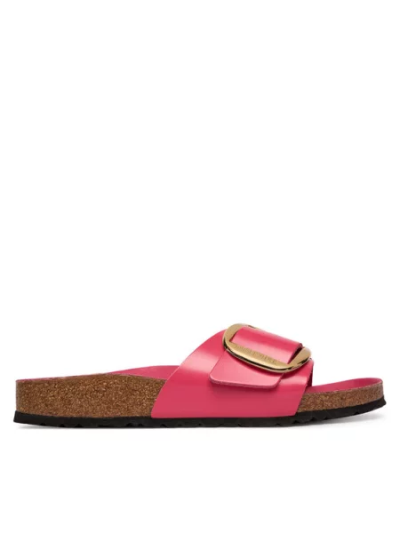 Kožené pantofle Birkenstock s přezkou růžové