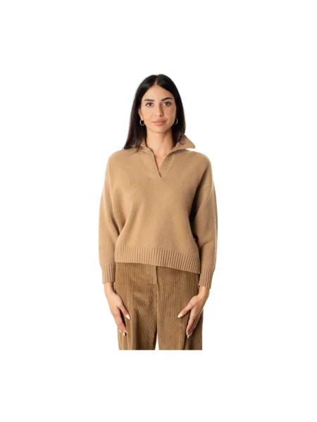 Sweter Weekend Max Mara wełniany brązowy