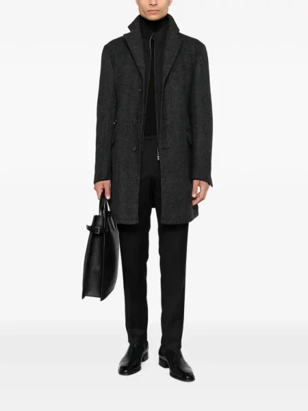 Palton Corneliani cu model herringbone gri
