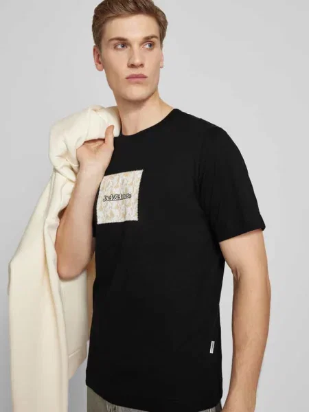 T-shirt z nadrukiem z logo model ‘SPLIT’ Jack & Jones czarna