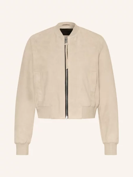 Allsaints Kožená Bunda Orten světle šedá