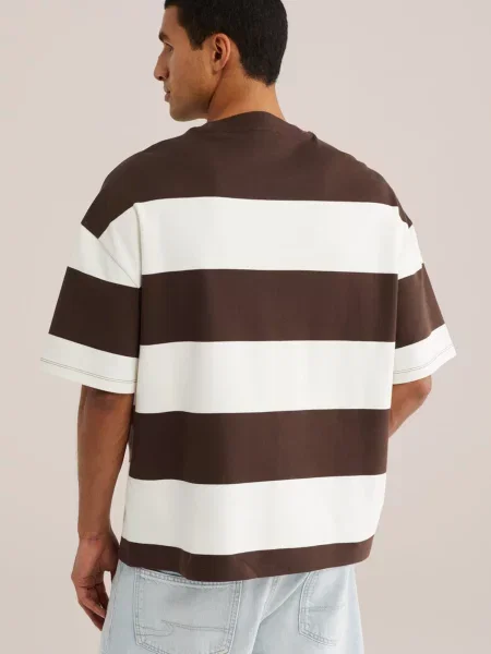 WE Fashion Tričko tmavohnedá biela